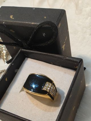 Anillo Hombre Plata 925 Negro y Dorado