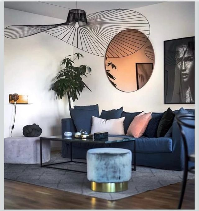 Lampada a sospensione in rattan stile retrò