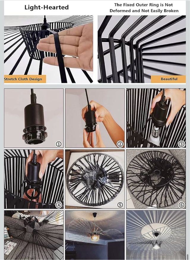 Lampada a sospensione in rattan stile retrò