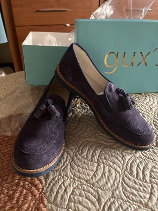 Mocasines niño serraje azul talla 35