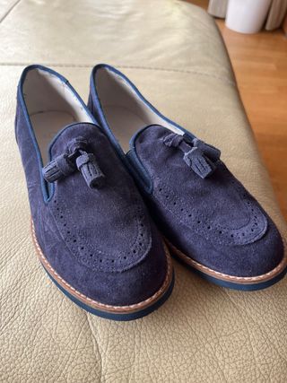 Mocasines niño serraje azul talla 35