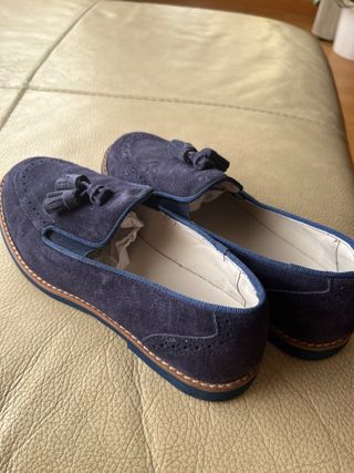 Mocasines niño serraje azul talla 35