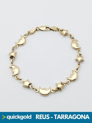 035-05-00536 PULSERA ORO 18K  ESTRELLAS Y LUNAS