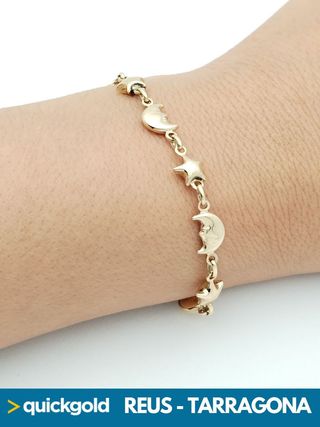 035-05-00536 PULSERA ORO 18K  ESTRELLAS Y LUNAS