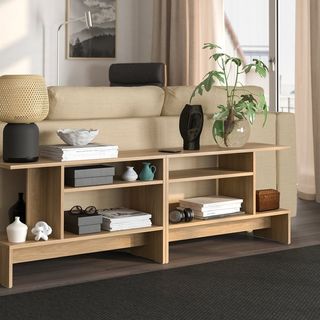 MESA AUXILIAR HOLMERUD EFECTO ROBLE 80X31 CM