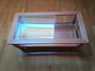 Mesa auxiliar madera y cristal extensible 

