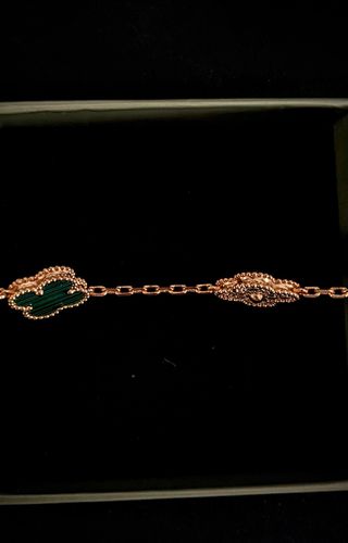 Pulsera Van Cleef Verde y Diamantes Oro