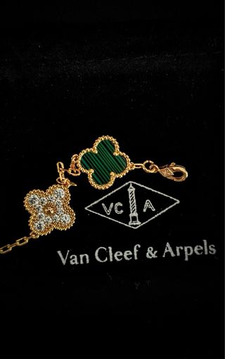 Pulsera Van Cleef Verde y Diamantes Oro