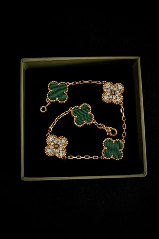 Pulsera Van Cleef Verde y Diamantes Oro