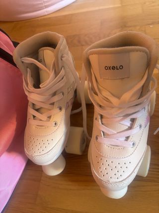 Patines Oxelo Blancos con Mochila Rosa