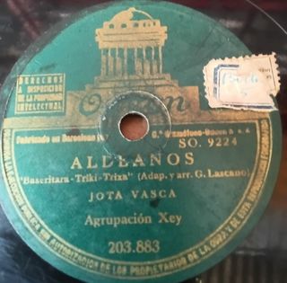 Disco Gramófono Jota Vasca "Aldeanos" y "Maite" 