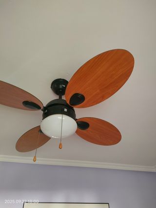 Lámpara Ventilador Madera y Cristal