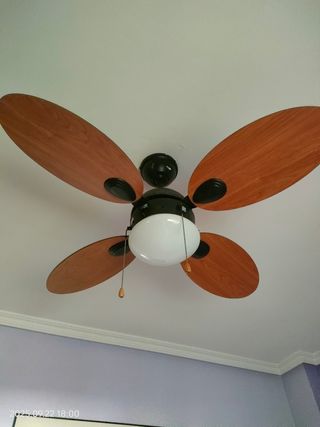 Lámpara Ventilador Madera y Cristal