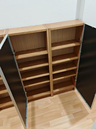 Mueble recibidor pasillo Ikea madera acero inox