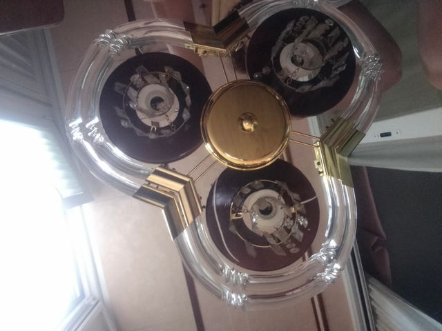 Lámpara de Techo Transparente, Dorada y marrón.