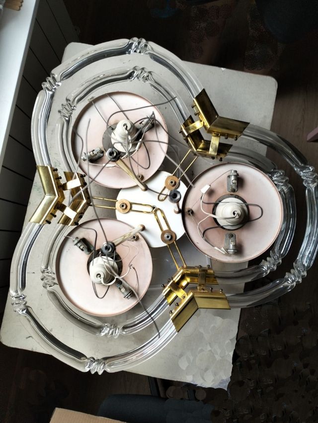 Lámpara de Techo Transparente, Dorada y marrón.