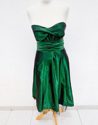 Vestido Zara palabra de honor verde tul