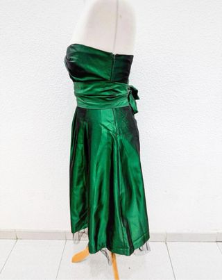 Vestido Zara palabra de honor verde tul