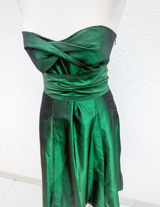 Vestido Zara palabra de honor verde tul