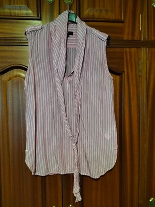 Blusa Adolfo Domínguez Rayas Rosa-Blanco Talla L