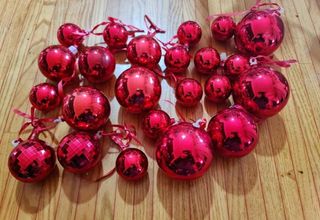 Lotto palline natalizie rosse vintage