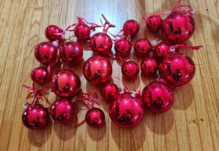 Lotto palline natalizie rosse vintage