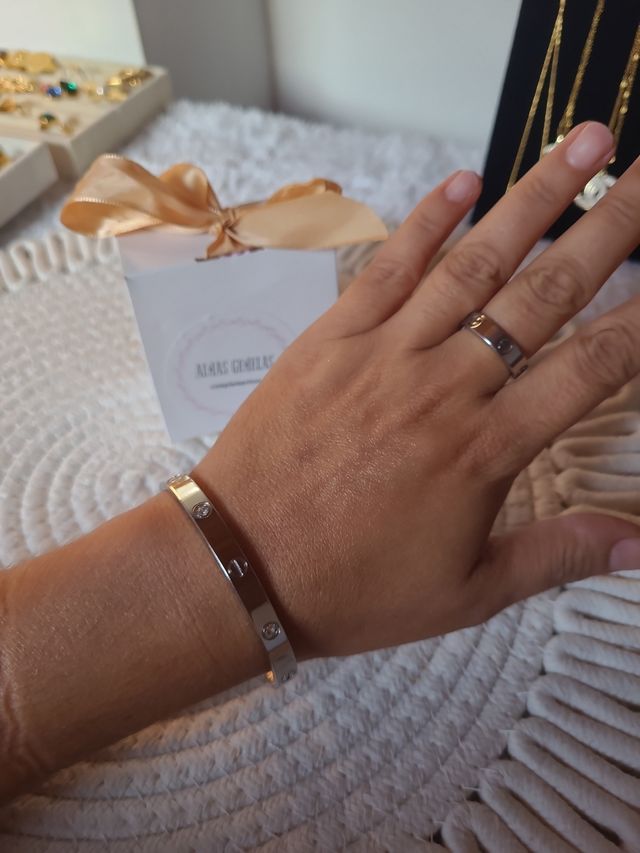 Conjunto acero inoxidable inspiración Cartier