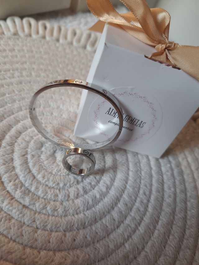 Conjunto acero inoxidable inspiración Cartier