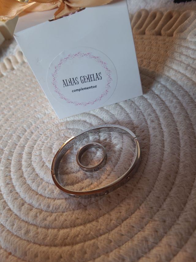 Conjunto acero inoxidable inspiración Cartier