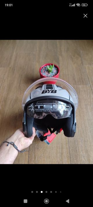 Casco Moto Jet Gris Talla L Unisex