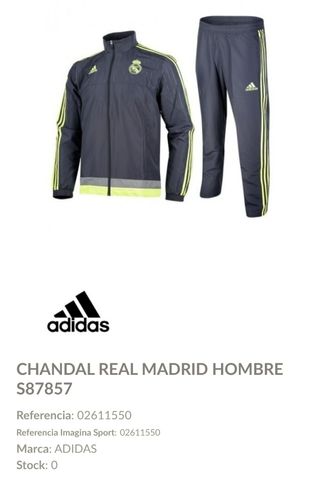 Chandal Real Madrid Adidas Gris Talla S