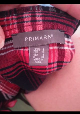 Camisa cuadros roja Primark Talla S