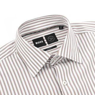 Camisa Listrada Castanho e Branco