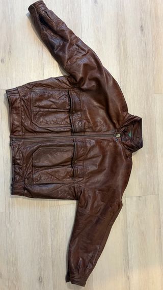 Cazadora de cuero auténtico marrón
