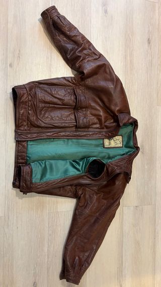 Cazadora de cuero auténtico marrón
