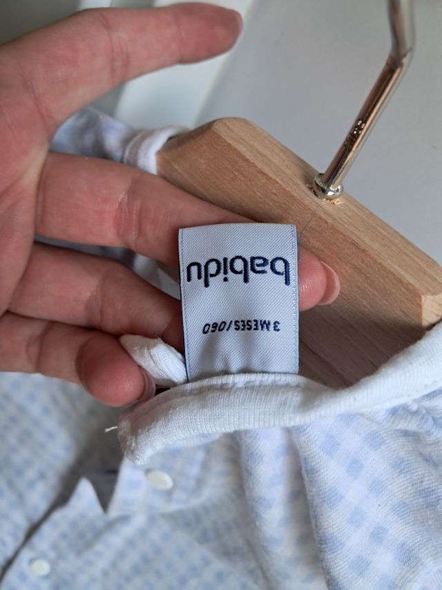 Conjunto bebé cuadros azul y blanco