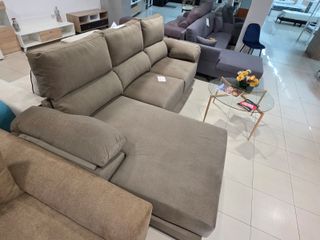 Sofá Chaiselongue Beige/Marrón + Arcón