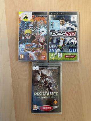 Pack 3 Juegos PSP: Naruto, PES 2012, Resistance