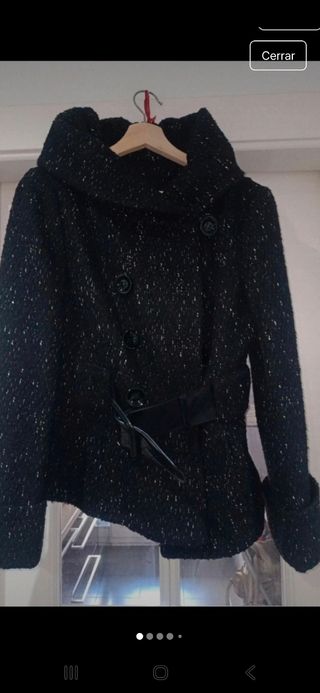 Abrigo Zara Negro Talla L con Cinturón