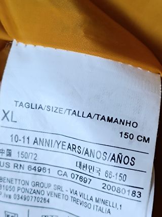 Chaqueta acolchada niño XL