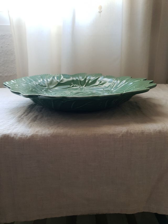 Ensaladera Verde Hojas Cerámica