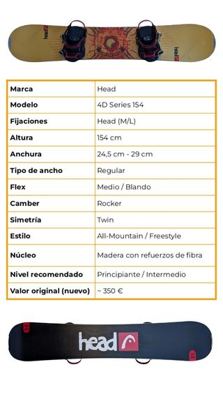 Tabla Snowboard 154 Regular con Fijaciones - Head