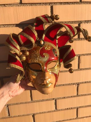 Máscara Veneciana Carnaval Dorada y Roja