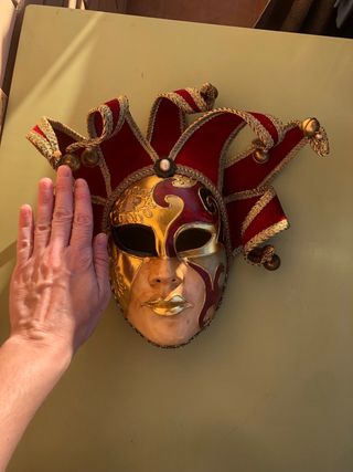 Máscara Veneciana Carnaval Dorada y Roja