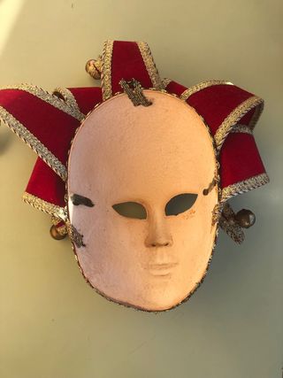 Máscara Veneciana Carnaval Dorada y Roja