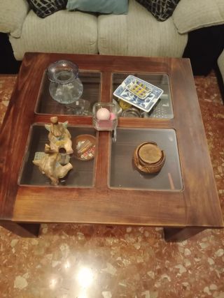 Mesa de centro madera y cristal