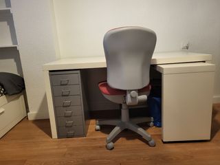 Escritorio IKEA Blanco + Cajonera de metal