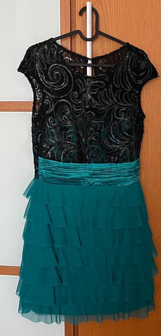 Vestido Fiesta Negro y Verde