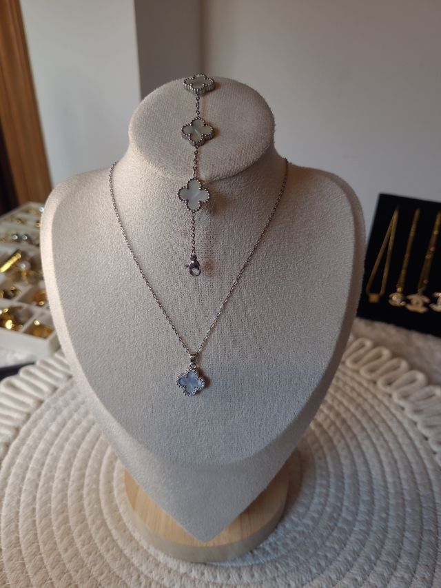 Conjunto Joyas Acero Inox. Inspiración Van Cleef