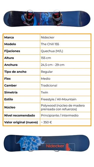 Tabla Snowboard 155 Regular Fijaciones - Nidecker